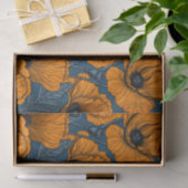 Oranje papaver op donkerblauw tissuepapier (Geschenk)