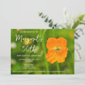 Oranje papaver op groene foto 50ste verjaardag kaart (Staand voorkant)