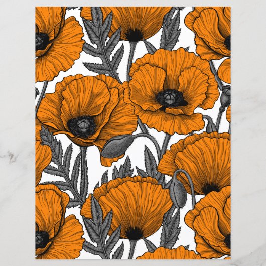 Oranje papaver op wit (Achterkant)