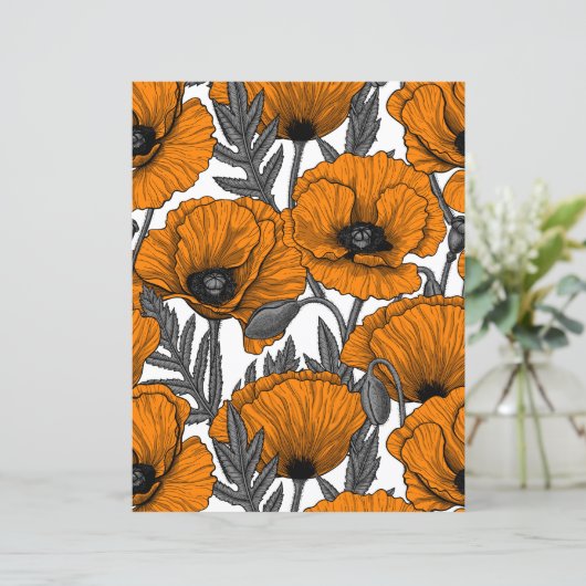 Oranje papaver op wit (Staand voorkant)