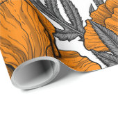 Oranje papaver op wit cadeaupapier (Rol Hoek)