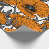 Oranje papaver op wit cadeaupapier (Hoek)