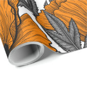 Oranje papaver op wit cadeaupapier (Rol Hoek)