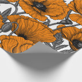 Oranje papaver op wit cadeaupapier (Hoek)