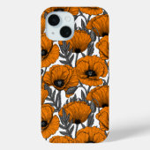 Oranje papaver op wit Case-Mate iPhone case (Achterkant)