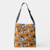 Oranje papaver op wit crossbody tas (Achterkant)