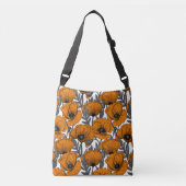 Oranje papaver op wit crossbody tas (Voorkant)
