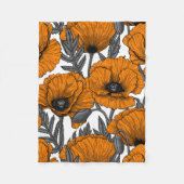 Oranje papaver op wit fleece deken (Voorkant)
