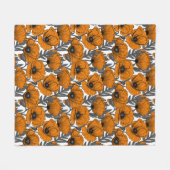 Oranje papaver op wit fleece deken (Voorkant (Horizontaal))