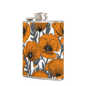 Oranje papaver op wit heupfles (Links)