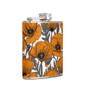 Oranje papaver op wit heupfles (Rechts)