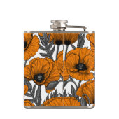 Oranje papaver op wit heupfles (Achterkant)