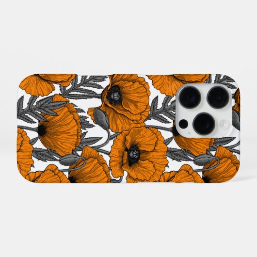 Oranje papaver op wit iPhone hoesje (Achterkant horizontaal)