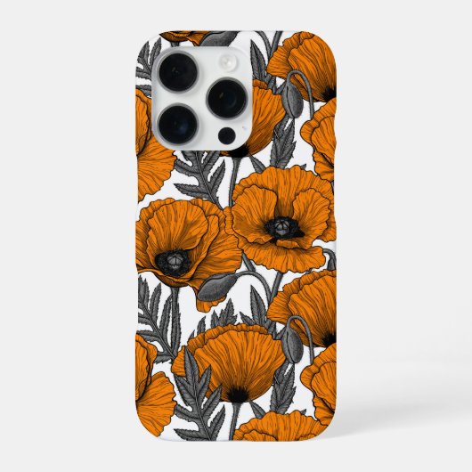 Oranje papaver op wit iPhone hoesje (Achterkant)