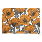 Oranje papaver op wit kussensloop (Voorkant-Links)
