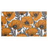 Oranje papaver op wit kussensloop (Voorkant-Links)