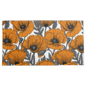 Oranje papaver op wit kussensloop (Voorkant-Rechts)