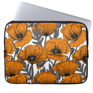 Oranje papaver op wit laptop sleeve