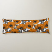 Oranje papaver op wit lichaamskussen (Achterkant)