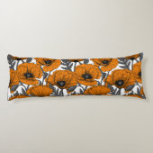 Oranje papaver op wit lichaamskussen (Achterkant)