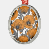 Oranje papaver op wit metalen ornament (Links)