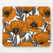 Oranje papaver op wit muismat (Voorkant)