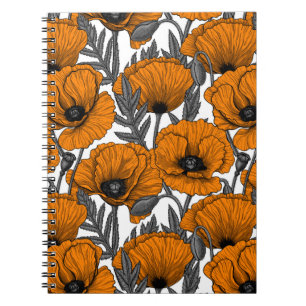 Oranje papaver op wit notitieboek