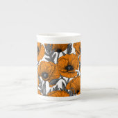 Oranje papaver op wit porselein kop (Voorkant)