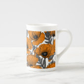 Oranje papaver op wit porselein kop (Rechts)