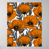 Oranje papaver op wit poster (Voorkant)