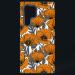 Oranje papaver op wit samsung galaxy hoesje<br><div class="desc">Vectorpatroon gemaakt van met de hand getrokken papavers.</div>