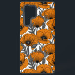 Oranje papaver op wit samsung galaxy hoesje<br><div class="desc">Vectorpatroon gemaakt van met de hand getrokken papavers.</div>