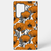 Oranje papaver op wit samsung galaxy hoesje (Achterkant)