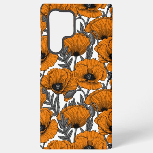 Oranje papaver op wit samsung galaxy hoesje (Achterkant)