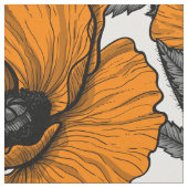 Oranje papaver op wit stof (Close Up)