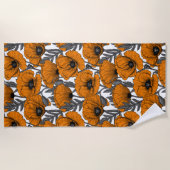 Oranje papaver op wit strandlaken (Voorkant)