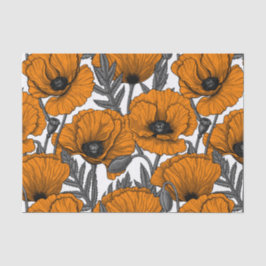 Oranje papaver op wit tissuepapier