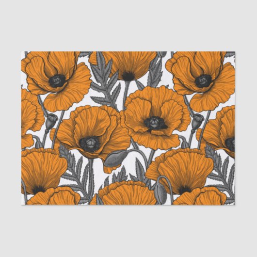 Oranje papaver op wit tissuepapier (Voorkant)