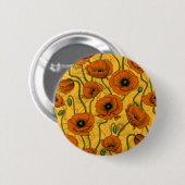 Oranje papaver ronde button 5,7 cm (Voorkant /achterkant)