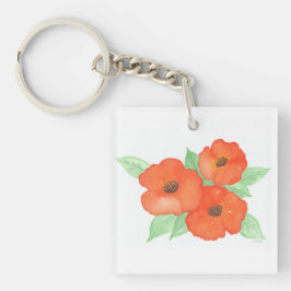 Oranje papaver sleutelhanger