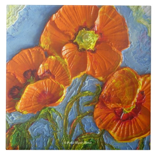 Oranje papaver tegeltje (Voorkant)