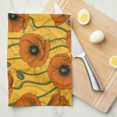 Oranje papaver theedoek (Quarter Fold)