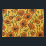 Oranje papaver theedoek<br><div class="desc">Met de hand geschilderd collectie van diverse wilde bloemen.</div>
