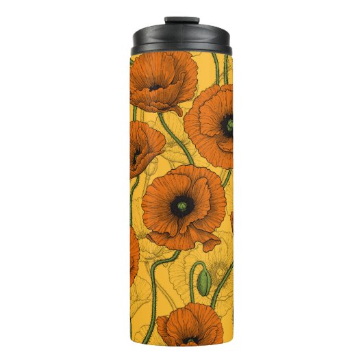 Oranje papaver thermosbeker (Voorkant)