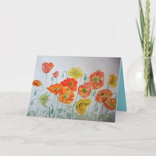 Oranje papaver Waterverf Birthday Kaart (Voorkant)