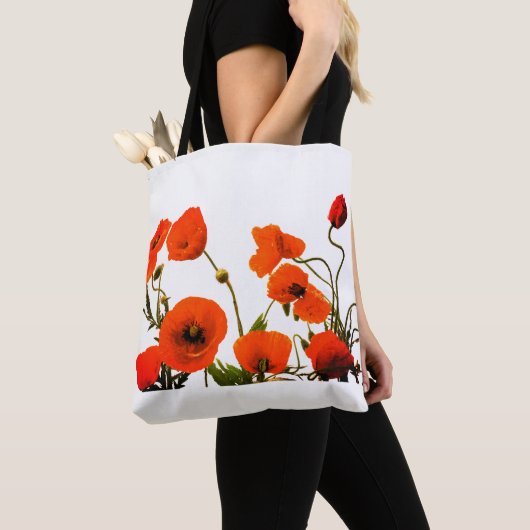 Oranje papaver Waterverf bruiloft 2023 Tote Bag (Dichtbij)