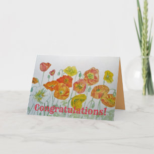 Oranje papaver Waterverf gefeliciteerd Kaart