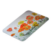 Oranje papaver Waterverf Happy Birthday Magnet Magneet (Linkerzijde)
