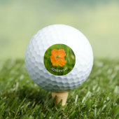 Oranje papaverbloem op groene foto met naam golfballen (Insitu Shirt)