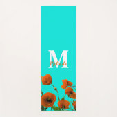 Oranje papaverbloemen Floral Monogram Initialen Gi Yogamat (Voorkant)